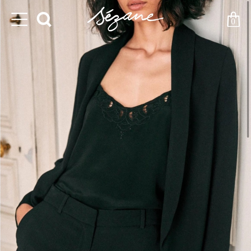 Sezane Paloma Top Black FR 40